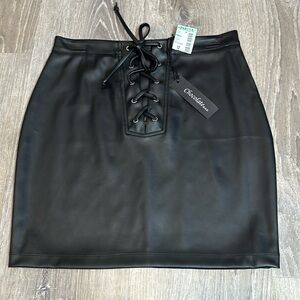 Black faux leather skirt